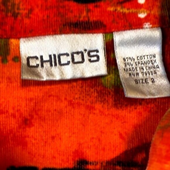 Chicos Size 2 Vibrant Tribal Print Jacket Cotton/Spandex Womens - Picture 2 of 4